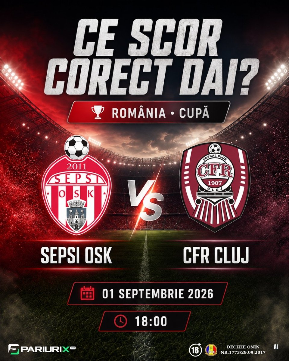 PariuriX_BC's tweet photo. 🛡️ Sepsi are o singură înfrângere în 8 meciuri oficiale. CFR vine după două victorii la rând. 🇷🇴
18:00 Sepsi – CFR Cluj | Cupa României
Clujenii au însă probleme serioase în defensivă, mai ales la fazele fixe.
Cine începe grupa cu dreptul?
Pontul aici ⤵️
https://t.co/MXkZwO3N13 https://t.co/cE1jmDnIkK
