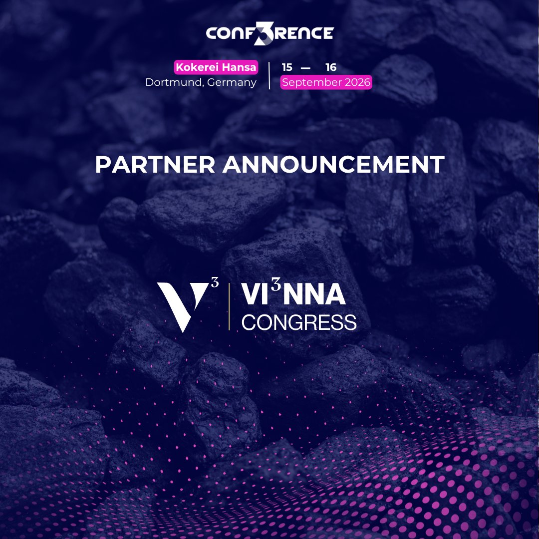 conf3rence's tweet photo. We're delighted to welcome @Vi3nnaCongress  as a community partner of CONF3RENCE 2026.

An invite-only executive congress uniting policymakers, regulators, investors and Web3 innovators shaping Europe's digital asset economy, positioning Vienna as a hub for compliant digital transformation.

15 and 16 September, Kokerei Hansa, Dortmund. Free admission this year.

Register at https://t.co/eAS4OeFdeu

#CONF3RENCE #Web3 #Vienna