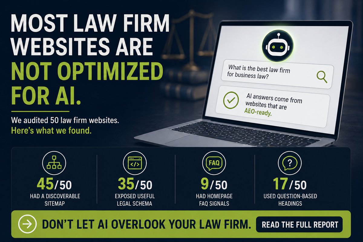 pixoinc's tweet photo. We Randomly Audited 50 Utah Law Firm Websites: The Results Show Why Law Firms Need AEO to be found in user AI searches:  https://t.co/gkPLMdQIbB  #aeo #lawyer #lawfirm https://t.co/cNfoaOZwNb