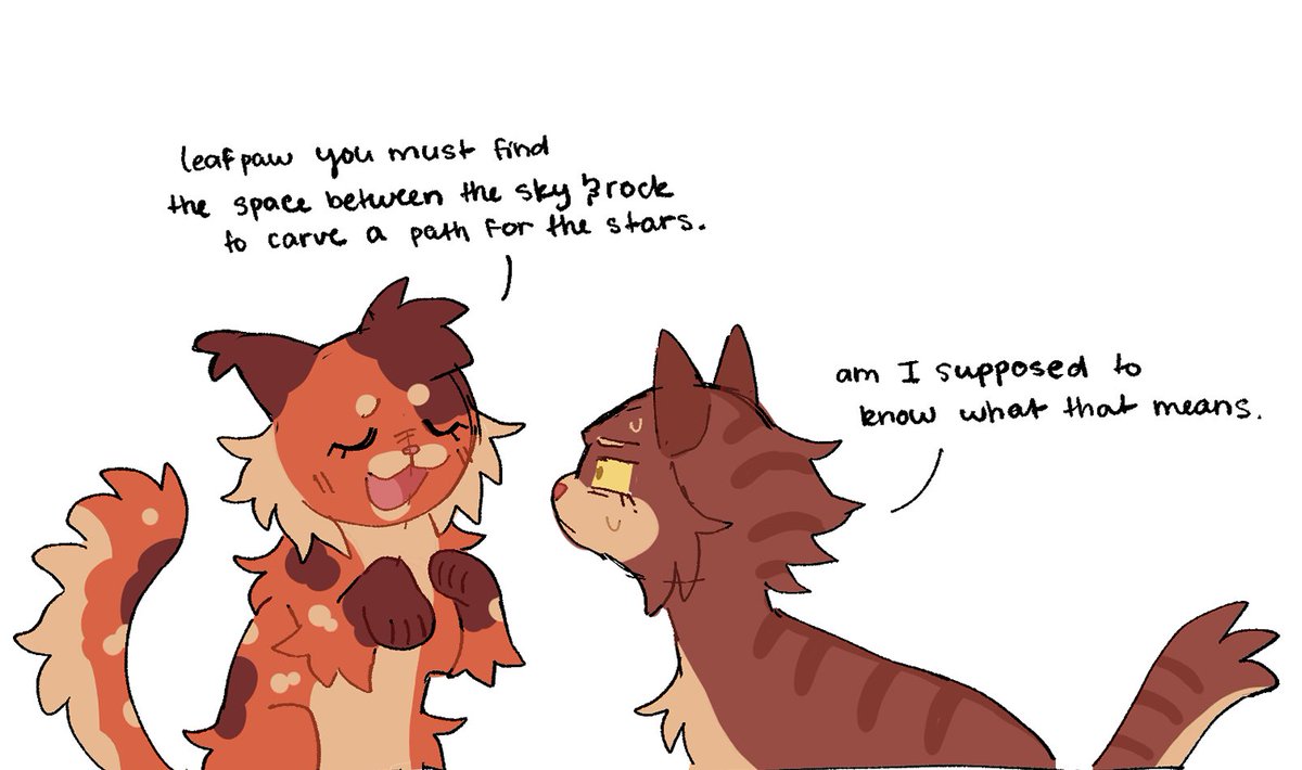 espresseow's tweet photo. I always find it funny how clearly direct feathertail was like oh yea they can do that #warriorcats https://t.co/AX35DZSKOq