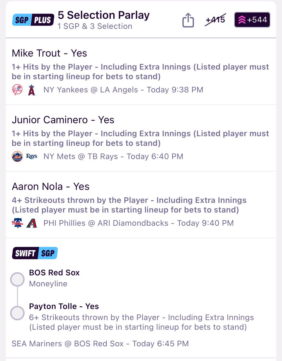 nayrPicks's tweet photo. ⚾️🔥MLB 25% PROFIT BOOST PARLAY https://t.co/JWxH0p4hoM