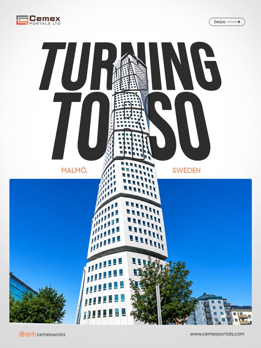 CemexPortals's tweet photo. Calatrava turned human movement into the geometry of the Turning Torso.
At Cemex Portals, we turn complex projects into streamlined workflows—connecting inspiration to foundation with precision, timing and the right materials.
#CemexPortals #TurningTorso #CemexWorks https://t.co/J7xsSEh9SZ