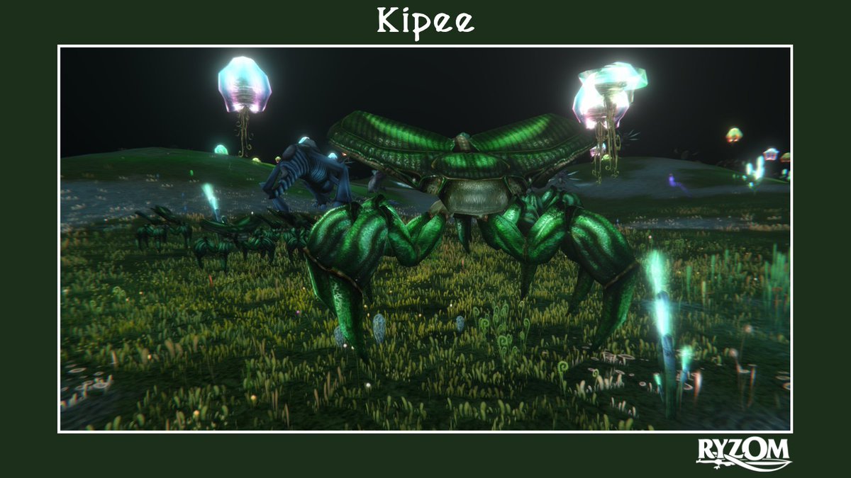 Ryzom's tweet photo. [Nice Image] Kipee

The kitin worker is the only true plant feeder of the kitin family. This great placid arachnid builds nests, cares for larvae and can often be seen in herds munching away on the bark all day long. The kipee occurs all over Atys.

#ryzom #opensource #indiegame https://t.co/Mo1KjKl6bm