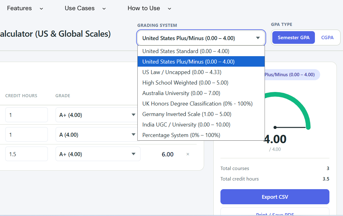 thetopaigear's tweet photo. Stop manually calculating semester GPA or converting international grades!📊✨
Easily calculate your GPA using US &amp; Global scale standards and export your clean PDF summary report in one click. 
Try the free tool here👇
#CollegeLife #StudentTips #GPACalculator #EdTech #StudyHacks https://t.co/mHucOOnFkX