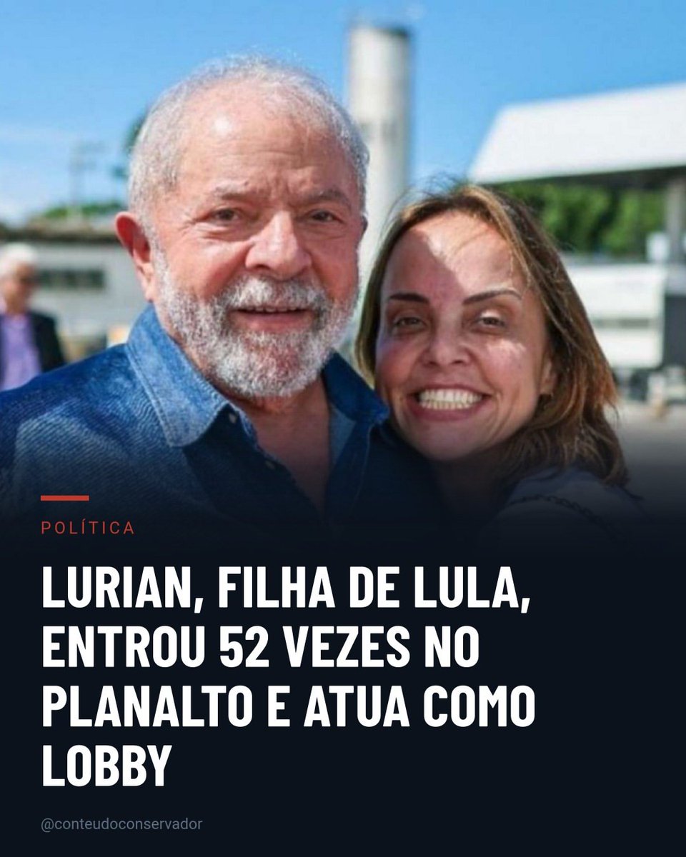 MachadoDarlon's tweet photo. 🚨🐭🐁🚩 LURIAN, FILHA DE LULA, ENTROU 52 VEZES NO PLANALTO E ATUA COMO LOBBY‼️  Não é Lulinha quem mais aparece no Palácio do Planalto durante o governo do pai. Os dados de entrada no prédio, obtidos via Lei de Acesso à Informação, apontam a recordista de visitas: outra filha do presidente, Lurian Cordeiro Lula da Silva. Entre fevereiro de 2023 e março de 2025, ela entrou no Planalto 52 vezes. Lulinha, no mesmo intervalo, passou pela portaria 18 vezes. Lurian trabalha a poucos passos do Planalto: desde 2019, exerce o cargo de assessora parlamentar do senador Rogério Carvalho (PT-SE). As duas portarias, do Senado e do palácio presidencial, ficam separadas apenas por uma faixa de pedestres. De acordo com assessores e ex-assessores palacianos, as demandas que Lurian leva ao prédio giram em torno de municípios sergipanos. O marido dela, o advogado Danilo Dias Sampaio Segundo, tem pretensões políticas em Sergipe. Ela era presença constante no gabinete do ministro Alexandre Padilha quando ele chefiava a Secretaria de Relações Institucionais (SRI). Em algumas ocasiões, conseguiu entrar na sala do ministro mesmo sem ter marcado horário antes — comportamento que alguns assessores consideram inconveniente. O restante da família tem aparecido bem menos. Luís Cláudio, o caçula, esteve no Planalto apenas cinco vezes no período. Entre os netos, quem mais visitou foi Thiago Trindade Lula da Silva, com 18 entradas. No Instagram, o jovem de 29 anos se descreve como 'apenas um rapaz latinoamericano sem dinheiro no banco, mas com parentes importantes'. Lula tem ao todo cinco filhos: Lurian, Fábio Luís, Luís Cláudio, Marcos Cláudio e Sandro Luís. Os quatro homens são filhos de Lula com a ex-primeira-dama Marisa Letícia. Lurian é filha do relacionamento anterior do presidente com Miriam Cordeiro.