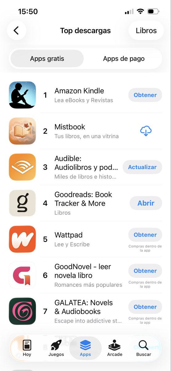 Mistbook's tweet photo. Mistbook Top 2 en descargas, en la sección de libros de appstore 🥰 Muchas gracias 🥹🥹🥰 https://t.co/jxvY3OHQG3