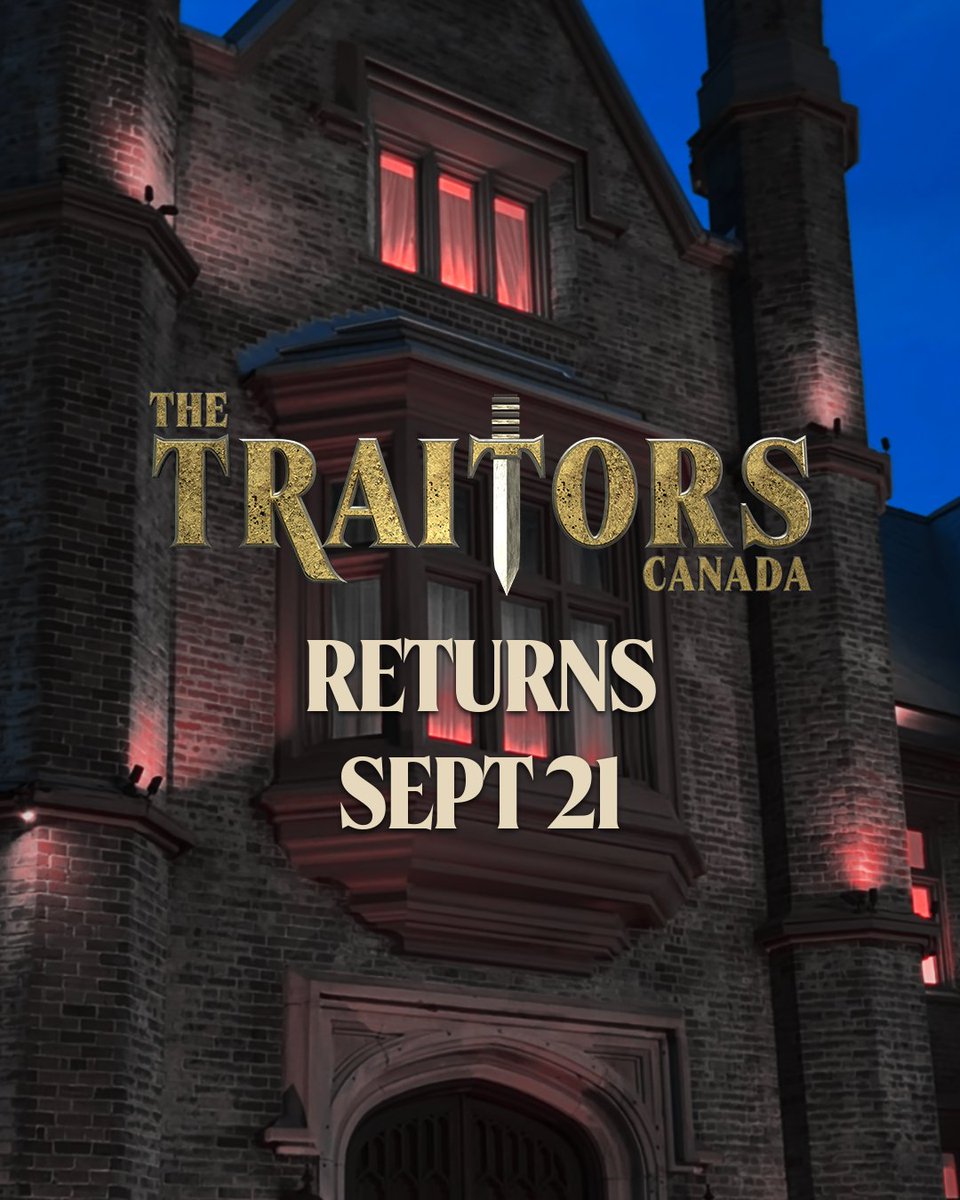 traitorscanada's tweet photo. Enter – if you dare. 🔪🩸
Season 4 of #TheTraitorsCanada premieres Monday Sept 21 on @CTV. Stream next day on @CraveCanada. https://t.co/Q9l5Cg6rHP