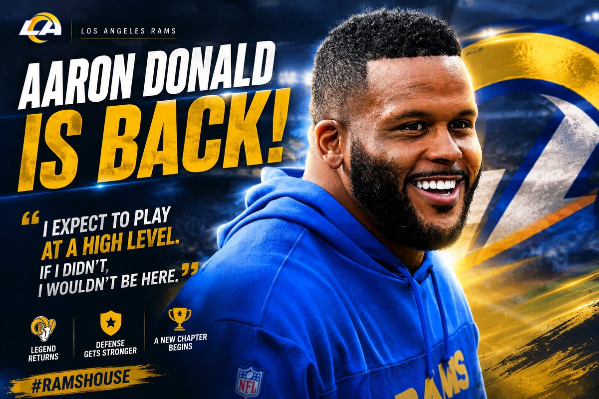 IrinStilva636's tweet photo. AARON DONALD IS BACK!
The Rams legend says he expects to play at a high levelin his return: “If I didn’t, I wouldn’t be here.”
Is the NFL ready for his comeback?
#AaronDonald #Rams #NFL #NFLNews https://t.co/erxNjeCER6
