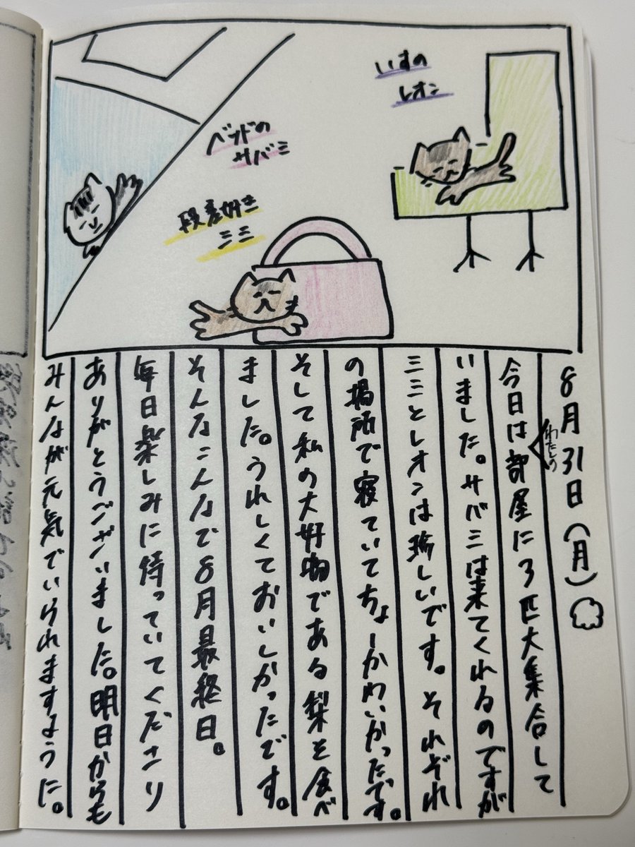 kawanagonatsumi's tweet photo. 夏の風物詩狙います #なつみんの絵日記 25日目
一言｢9月も一緒にがんばろう😻｣ https://t.co/VGhB3YeMsq
