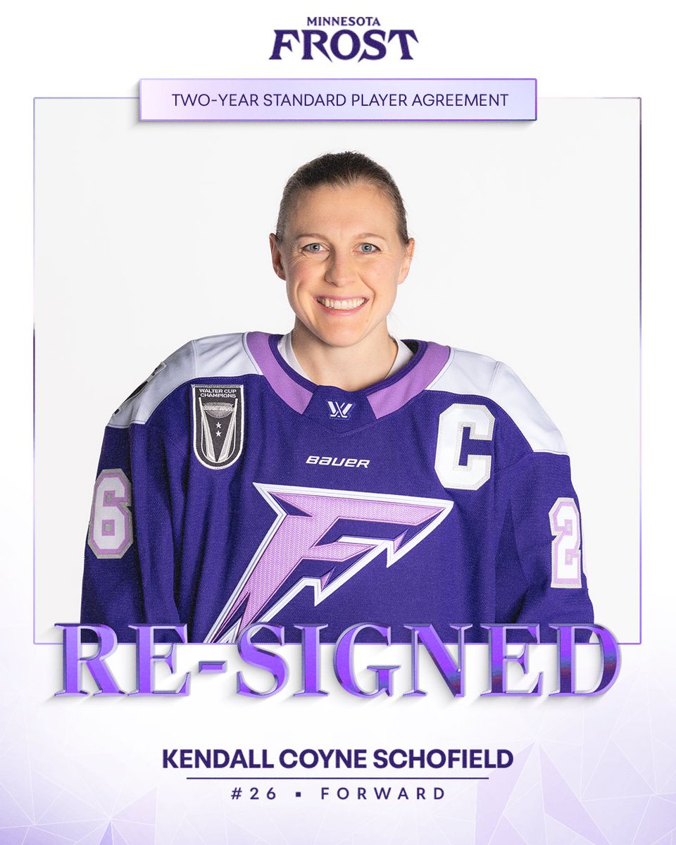 PWHL_Minnesota's tweet photo. CAPTAIN KENDALL REPORTING FOR DUTY 🫡🫡🫡
 
Kendall Coyne Schofield has been re-signed to a two-year Standard Player Agreement.
📰 read more: https://t.co/nHWtNkGZ1x https://t.co/LQ8xtzUCtS