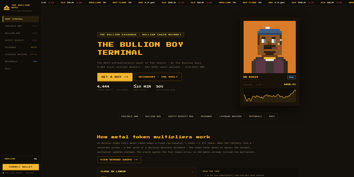 bullionboysonrh's tweet photo. real gold. real silver. real chain data. 4,444 boys ready to clock in

▸ website: https://t.co/dTETuHvAyH
▸ opensea: dropping in a few hours
▸ solana:Fju4nQVcH2NZbpRSP1sRZakePDUdCFwz9hWWHxEnpump: soon

minting today. last chance, drop evm 👇 https://t.co/tiO2KmjRWh