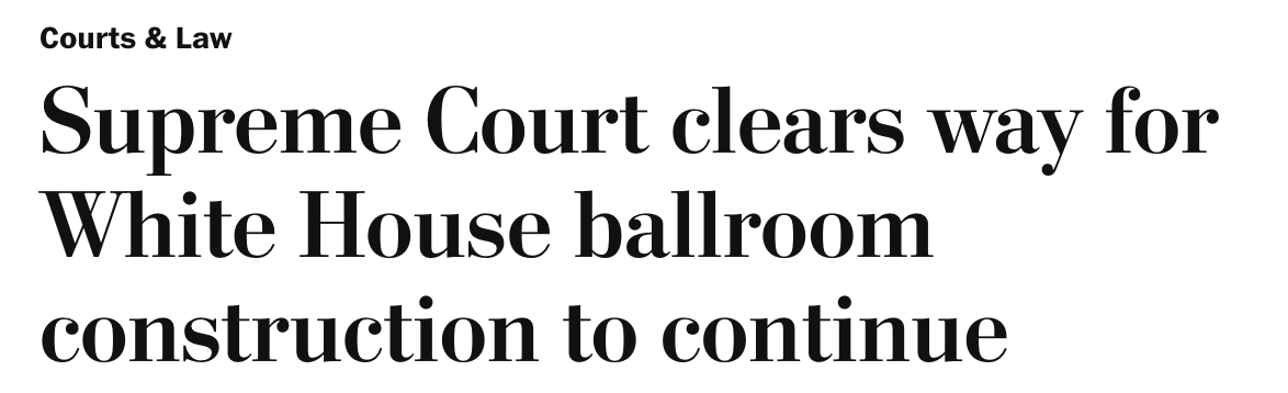 smart4America's tweet photo. A web designer who had not been asked to create a website had standing to challenge a hypothetical same-sex couple. But a preservationist at the National Trust for Historic Preservation apparently has no standing to challenge athe ballroom project. #supremecourt #makeitmakesense https://t.co/Y9y4P08dYi