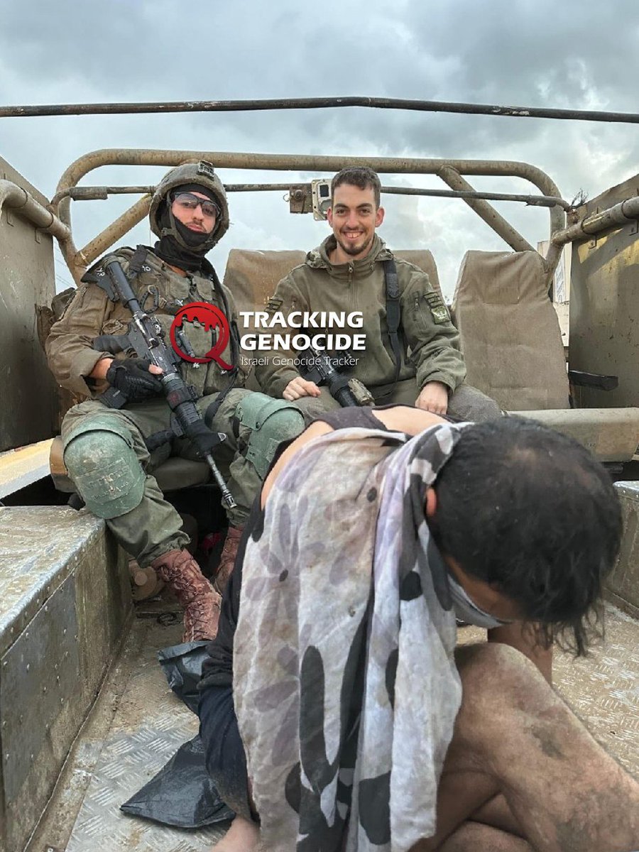 trackingisrael's tweet photo. For Israeli terrorists finishing their service, posing with kidnapped Palestinians, tortured, starved and used as bait for months, is a farewell ritual; it's a trophy to practice and a display of dominance.

For those Palestinian victims, it's their last moment alive. https://t.co/l04zUBuuBM