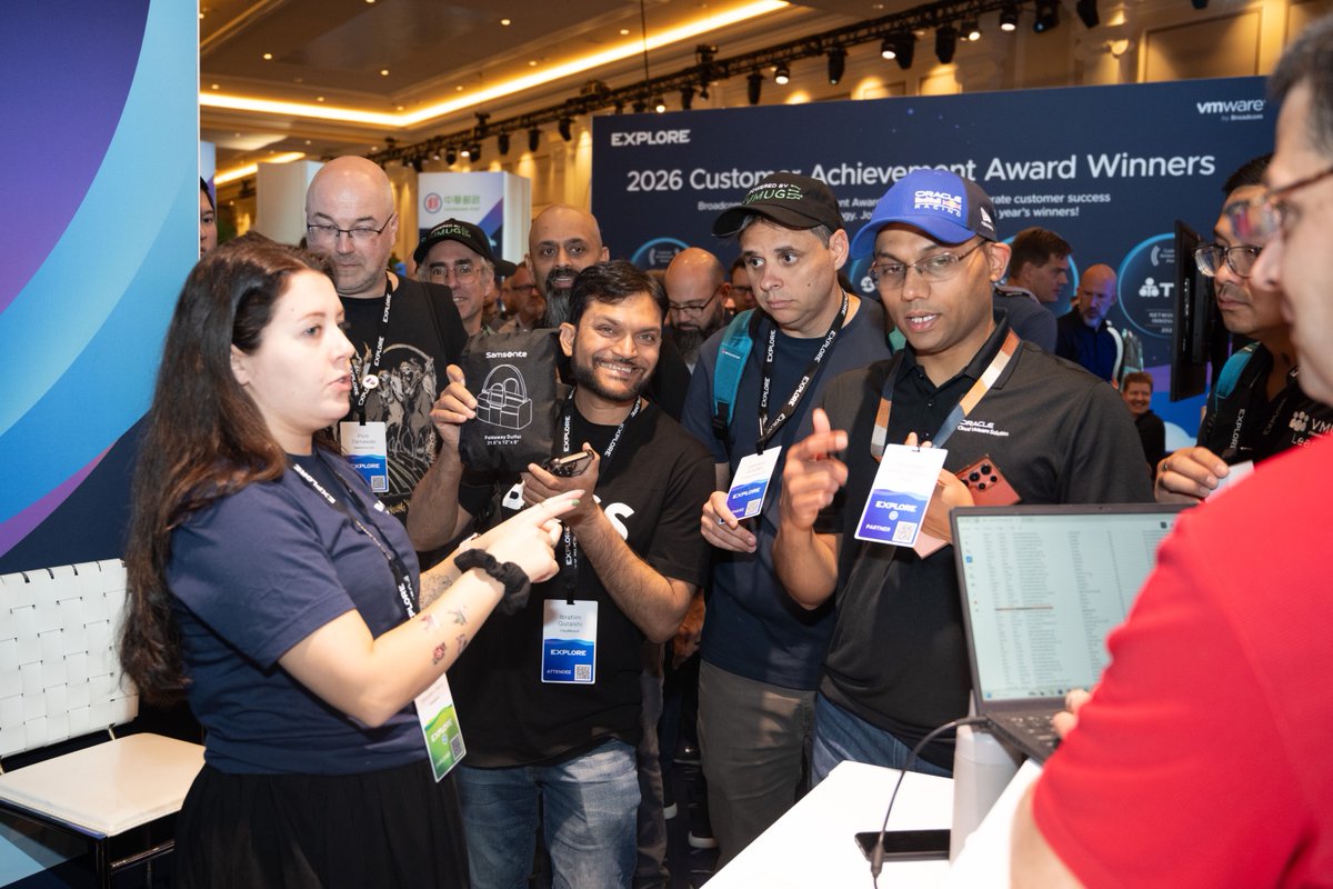 VMwareExplore's tweet photo. The vExpert meetup at The Communities Lounge was unmatched today! Thank you to all of our amazing vExperts for bringing non-stop energy, technical expertise, and community spirit to #VMwareExplore. @VMwareCommunity  

Spot yourself in the photo? Tag your vExpert crew below! 👇 https://t.co/iVEaiDbKpz