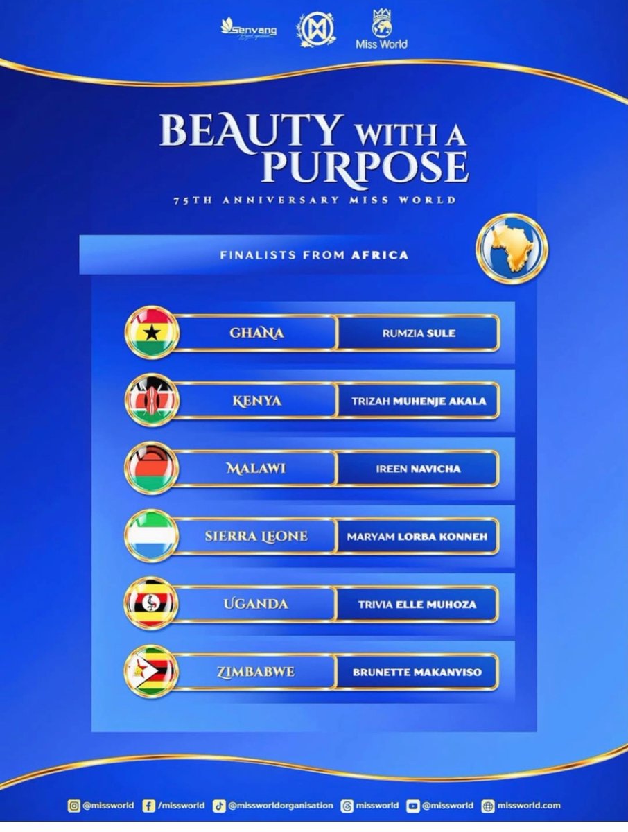 VisitSL's tweet photo. Sierra Leone’s Mariyam Lorba Konneh is among six African Beauty With a Purpose finalists at Miss World 2026. Her project supports vulnerable women affected by addiction and related harms. The final award is still to come. 🇸🇱 #SierraLeone #BeautyWithAPurpose https://t.co/GhNfN2kT68