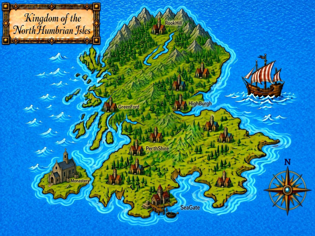 InkPotGames's tweet photo. My fantasy kingdom for Fighters &amp; Wizards, as I post episode 004 of my solo campaign on YouTube. The adventuring begins in the extreme northern town of RookHill. My inspiration for the map and its folk is beloved Scotland.🏴󠁧󠁢󠁳󠁣󠁴󠁿 #TTRPG https://t.co/qqrOoWzV3o