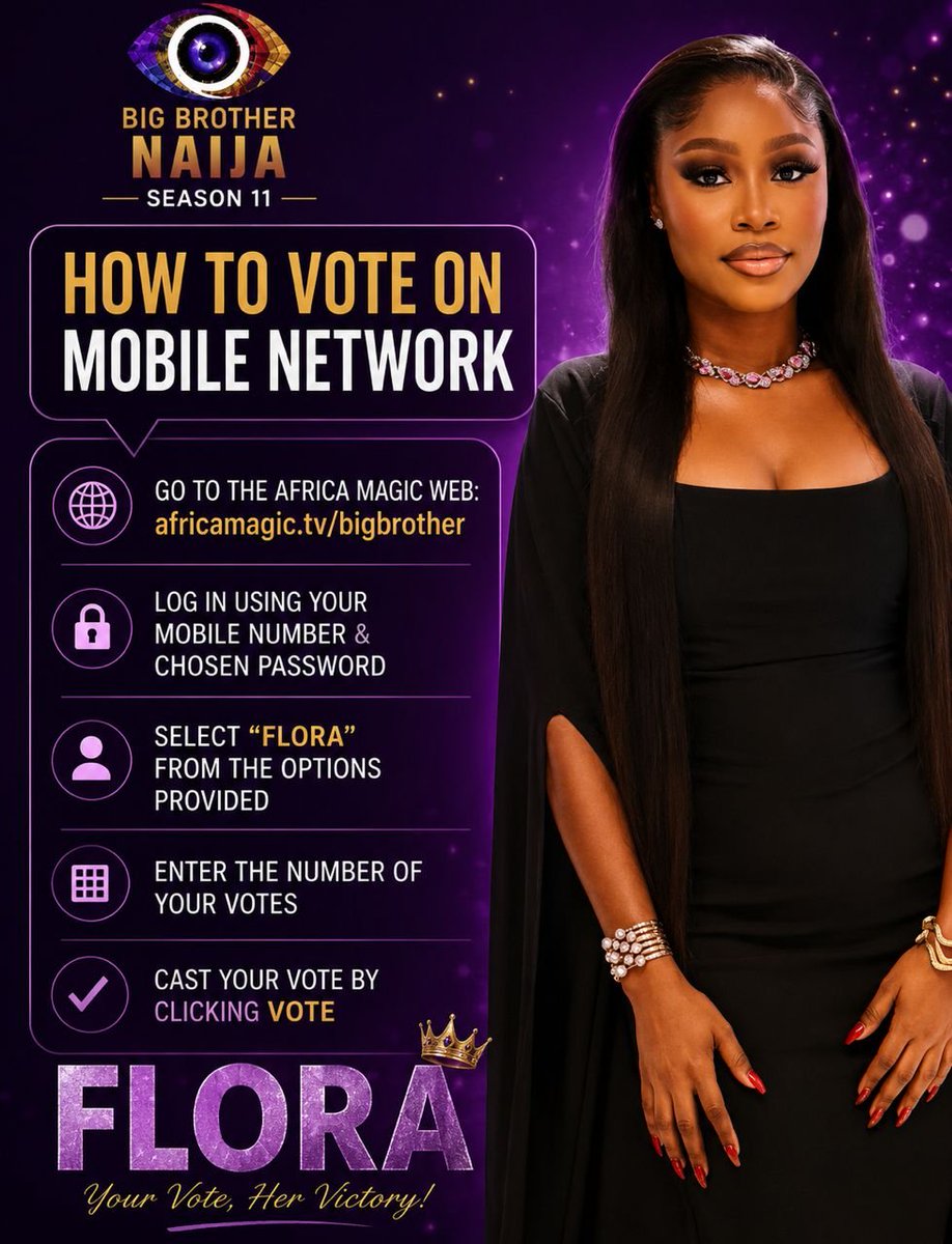 Flora_omoko's tweet photo. Follow the Instructions and Vote 
Very Important 

@BBNaija 
#BBNaija 
#BBNaijaS11 
#FloralswithFlora https://t.co/Pqsq61ikwd