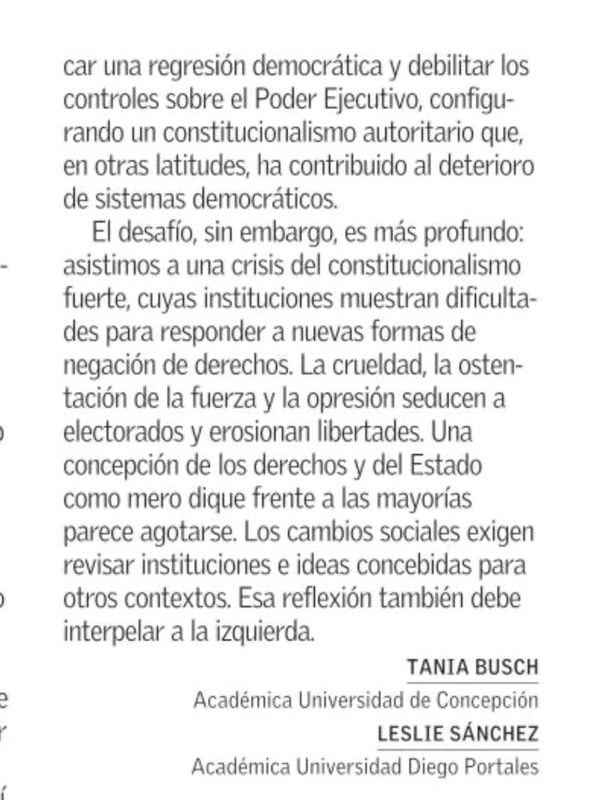 Carolina_Toha's tweet photo. La primera propuesta constitucional tenía varios problemas pero iliberal no era. Esta columna de @taniabusch y @Leslie_Sanchez lo despeja con mucha claridad. 

Soy de las que votó por esa propuesta a pesar de tener varias críticas al texto. Los errores y excesos del proceso constitucional nos llevaron a elegir entre 2 malas opciones. Me incliné por aprobar y reformar los aspectos problemáticos, pero no hubiera votado nunca a favor de un texto iliberal.