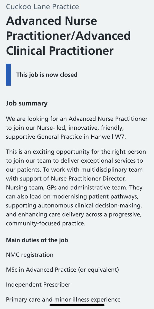 medicalmodelbri's tweet photo. I’d actually forgotten about this nurse-led GP practice . 

ANP to work independently in the surgery in the absence of a GP, possessing the initiative and confidence to do so.

GP only available for 3 hours per day . 

Is this still nursing or something else ? https://t.co/TjxMHp39Pp