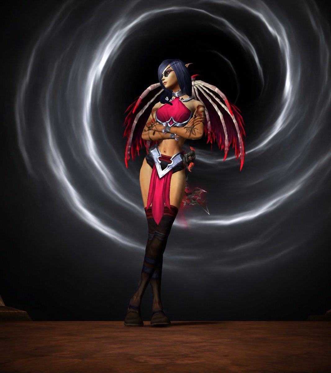 Luckycharmz06's tweet photo. My revamped style.🖤❤️ #worldofwarcraft #gamergirl @BlizzardCS https://t.co/bU7CtBKcYS