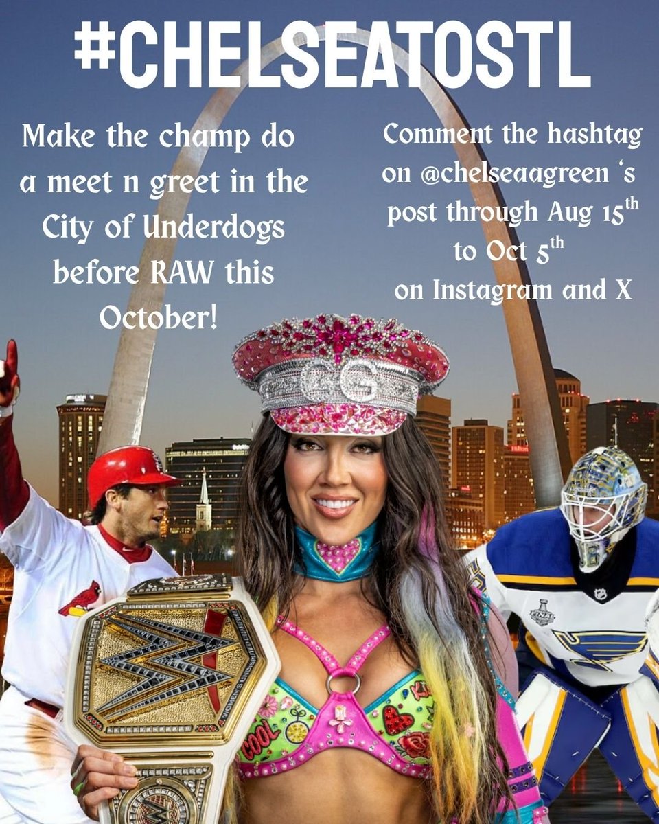 daniel_m_d24's tweet photo. Can history be rewritten? Only 34 days to go! Let's get @ImChelseaGreen to St. Louis everyone! #ChelseatoSTL #chelseagreen @WWE @TheMattCardona @Fanatics https://t.co/Ujl29FjCGh