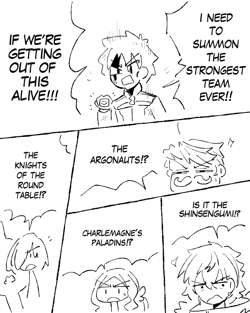 HeyItsGat0w's tweet photo. fujimaru summons the greatest team https://t.co/IfJ5CNrA2M