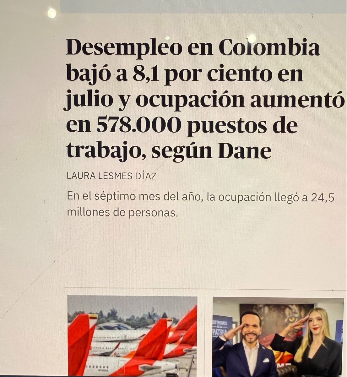GustavoBolivar's tweet photo. Anoten la cifra del último reporte de desempleo del gobierno Petro: 
Desempleo en julio bajó a 8,1%.
Se crearon 578.000 puestos de trabajo.

La verdadera patria milagro fue la de Petro. Esperemos los resultados de este cuatrienio. https://t.co/QvH3zWNJb8