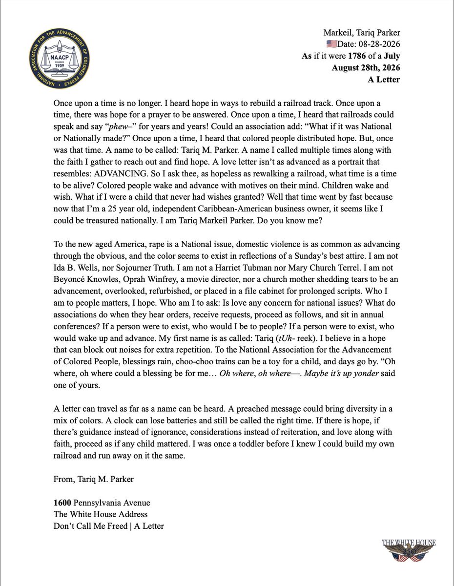 MarkeiloBandz's tweet photo. Dear, NAACP or anyone in #2026 @NAACP https://t.co/PSuL8p3DTQ
