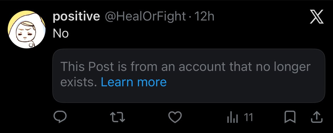HealOrFight's tweet photo. My second follower got banned😢 https://t.co/pOdS9aFQlh