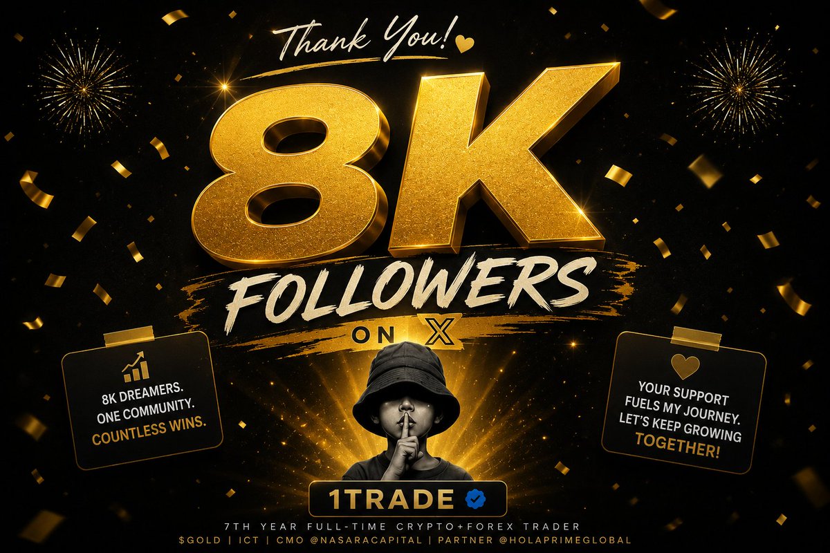 1trade0's tweet photo. 8K family🤍🎯

One step at a time, one follower at a time.💫

Started the journey with nothing but a love for trading and a desire to share what I know. Now we’re 8,000 strong.✊️

Thank you to everyone who has been here, supported my content, engaged with my posts, and trusted the journey.🙏

8K today. We keep building.🚀

Love y'll all🤝