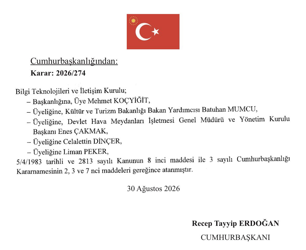 BTK_MehmetKcygt's tweet photo. Bilgi Teknolojileri ve İletişim Kurulu Başkanlığı görevini şahsıma tevdi eden Sayın Cumhurbaşkanımız Recep Tayyip Erdoğan’a (@RTErdogan) şükranlarımı sunuyor; destekleriyle her zaman yanımızda olan Ulaştırma ve Altyapı Bakanımız Sayın Abdulkadir Uraloğlu'na (@a_uraloglu) teşekkürlerimi arz ediyorum.

Yeni dönemin ülkemiz, milletimiz ve bilişim sektörümüz için hayırlara vesile olmasını temenni ediyorum.