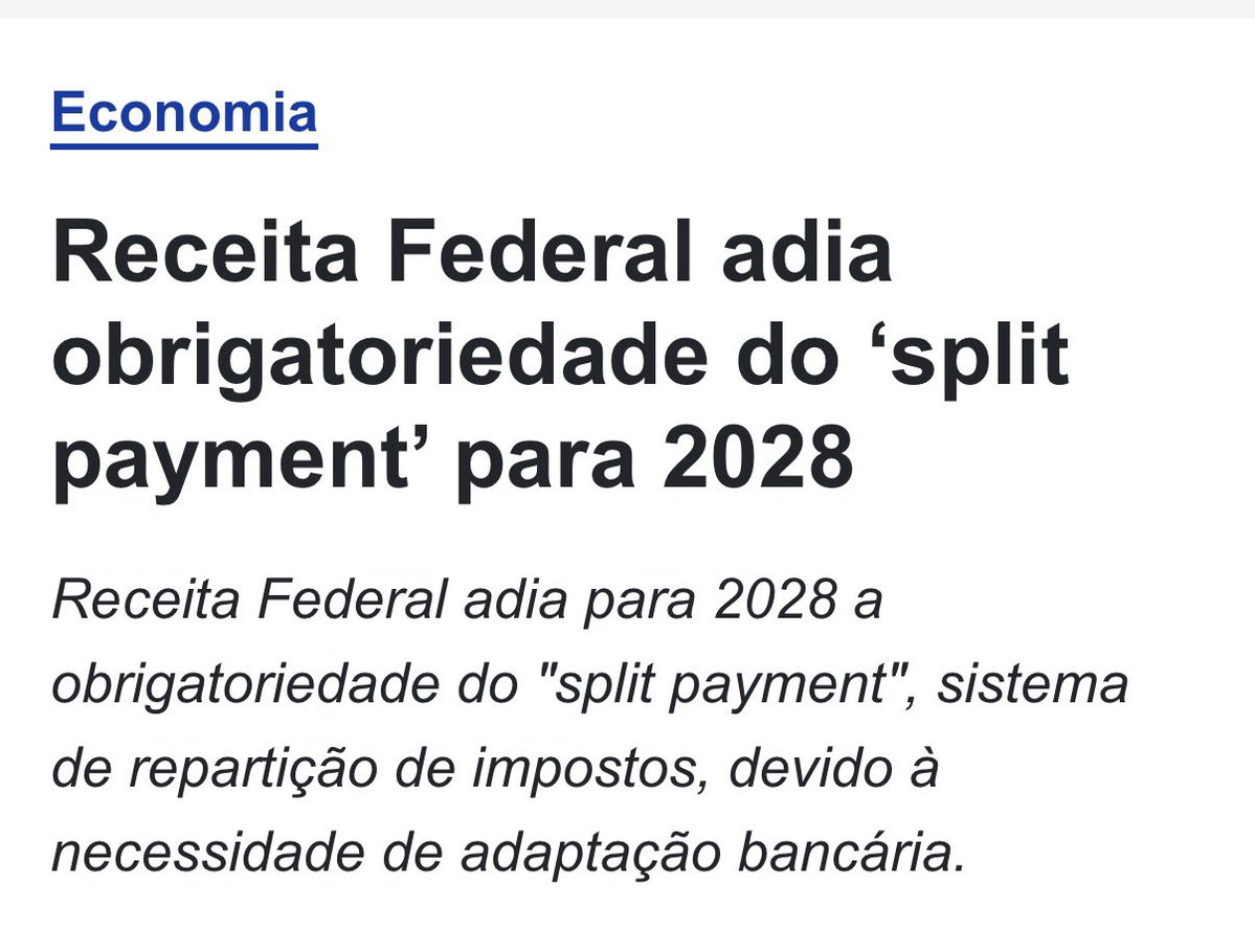 ASachsida's tweet photo. @FlavioBolsonaro ainda nem foi eleito e já está botando ordem na casa.

Graças à pressão do senador, de seu irmão @CarlosBolsonaro e de vários especialistas que alertaram a sociedade para os graves problemas do Split Payment, a Receita Federal adiou sua entrada em vigor.

Quando a pressão é correta, técnica e firme, o governo recua. Uma importante vitória para quem produz, trabalha e empreende no Brasil.