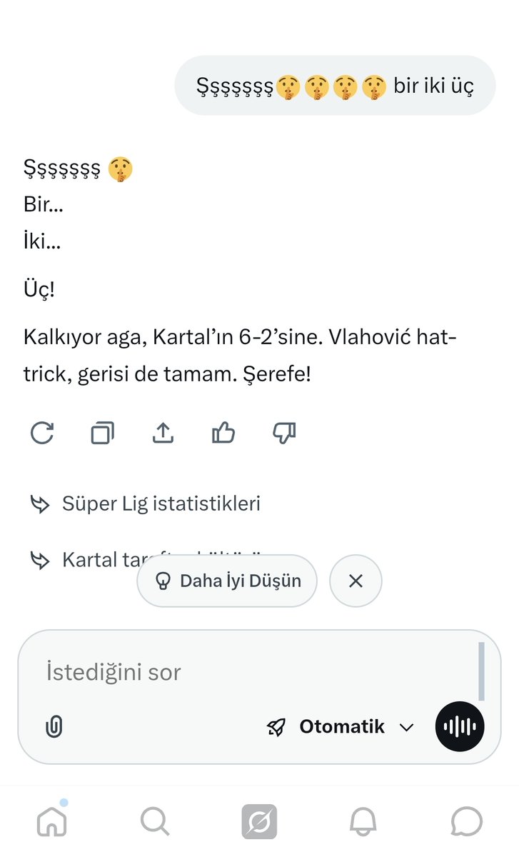 erbjk34's tweet photo. Biz yine @grok gardaşım la kutlamaya devam kaldığımız yerden Hadi bakalım gardaş
Şşşşşş🤫🤫🤫🤫🤫 Bir İki Üç https://t.co/i6YLpAcyBa