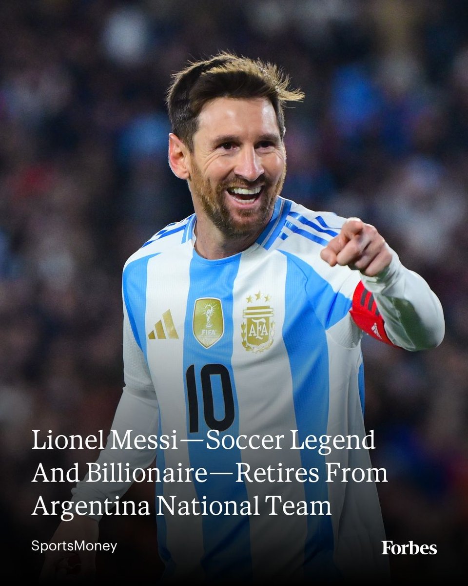 Forbes's tweet photo. Lionel Messi, considered one of the greatest soccer players of all time, announced Monday he would retire from competing internationally for Argentina’s national team. 
Read more: https://t.co/9R3Jmjke6i
📸: Marcelo Endelli via Getty Images https://t.co/rLsNhtelCt