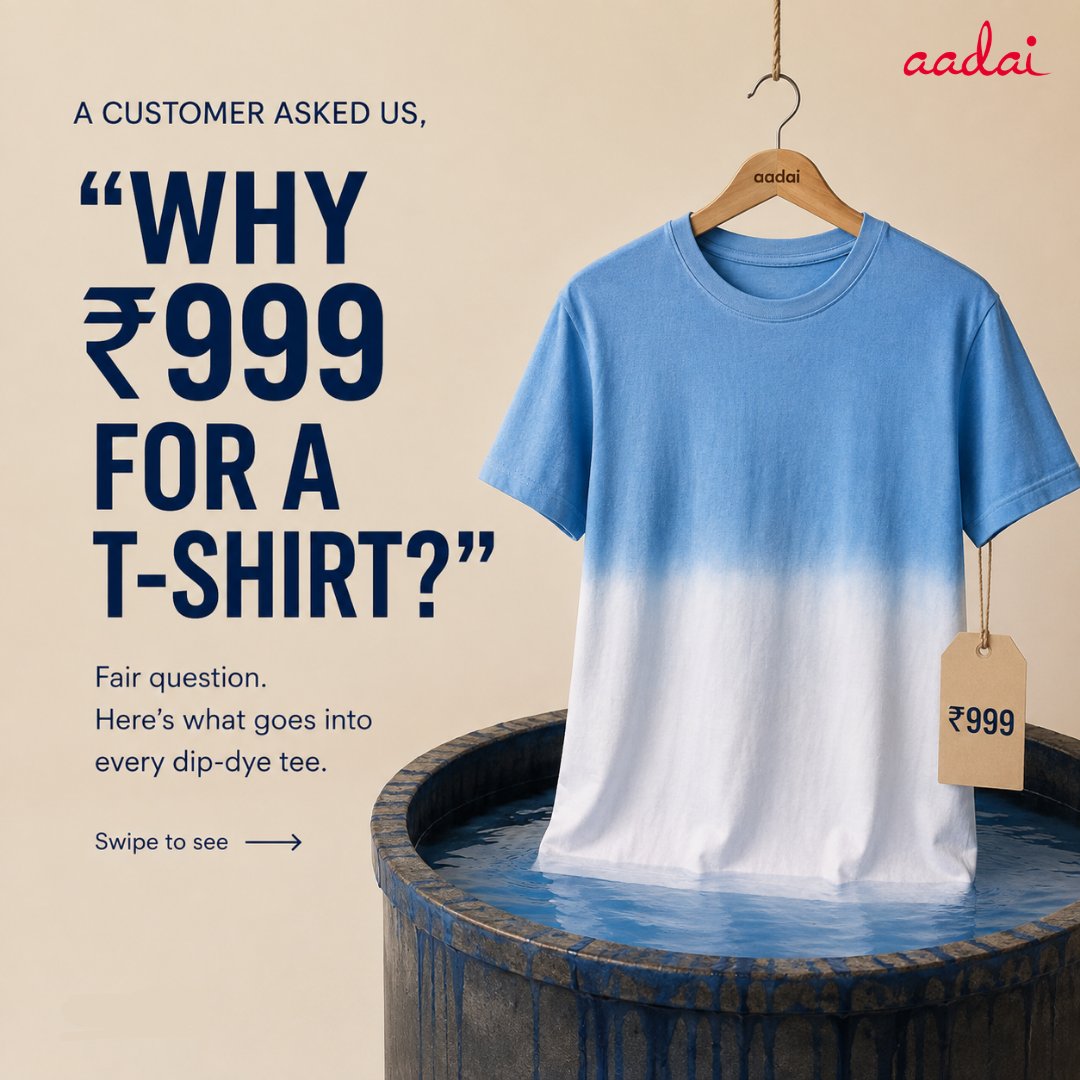 shopaadai's tweet photo. A customer asked a fair question. Here’s our answer.
Swipe to see what goes into each dip-dye tee. https://t.co/ZzV9AxBASb