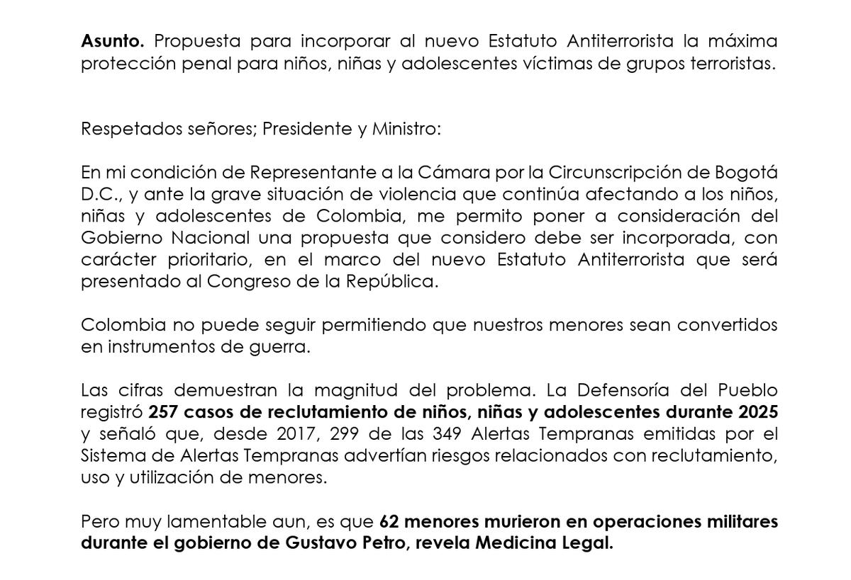 NoticiasRCN's tweet photo. La representante a la Cámara, Luz Marina Gordillo, solicitó al Gobierno Nacional promover una reforma "que instaure la cadena perpetua para integrantes de grupos armados que reclutan, instrumentalizan y abusan a niños, niñas y adolescentes". https://t.co/OkbKSEvHzr