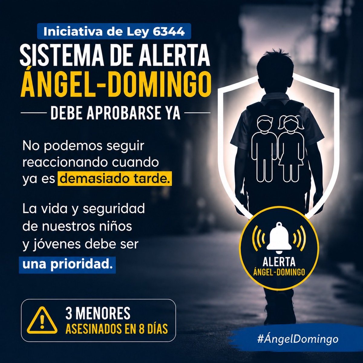 almdepalomo's tweet photo. ¡Urge aprobar la Iniciativa de Ley 6344, Sistema de Alerta Ángel-Domingo! No podemos seguir reaccionando cuando ya es demasiado tarde. La vida y seguridad de nuestros niños y jóvenes debe ser una prioridad. (1/4) https://t.co/mDnLnCBhL6