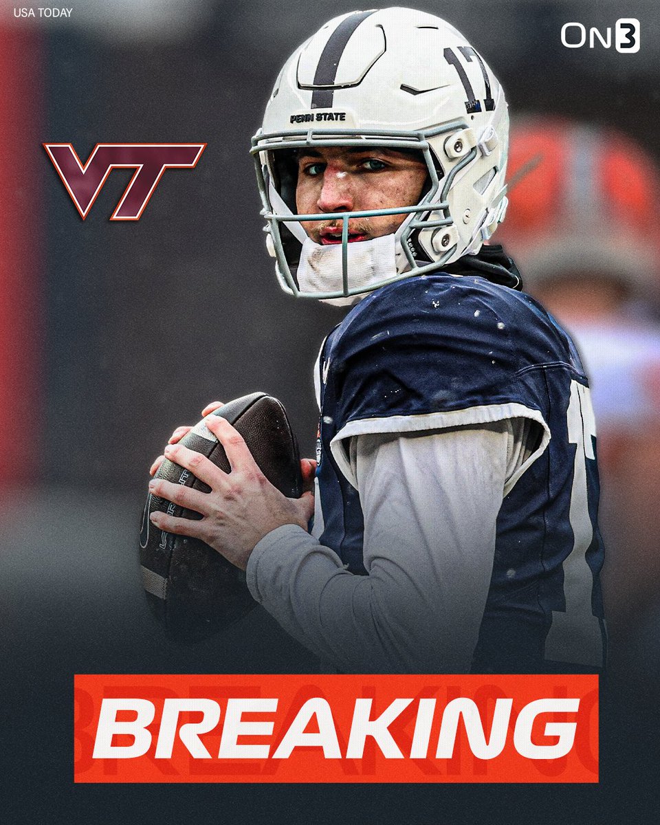 On3's tweet photo. NEW: Virginia Tech has named Penn State transfer Ethan Grunkemeyer its starting QB, @PeteNakos reports🦃

https://t.co/lY076U1bWS