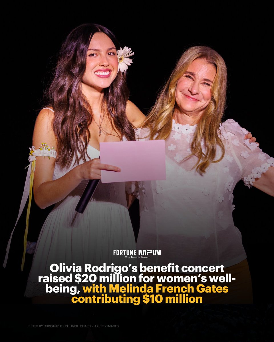FortuneMPW's tweet photo. Olivia Rodrigo raised $20 million for women’s well-being with a benefit show that activated her young audience. https://t.co/BtHBM3kJBX https://t.co/VRVimsmneK