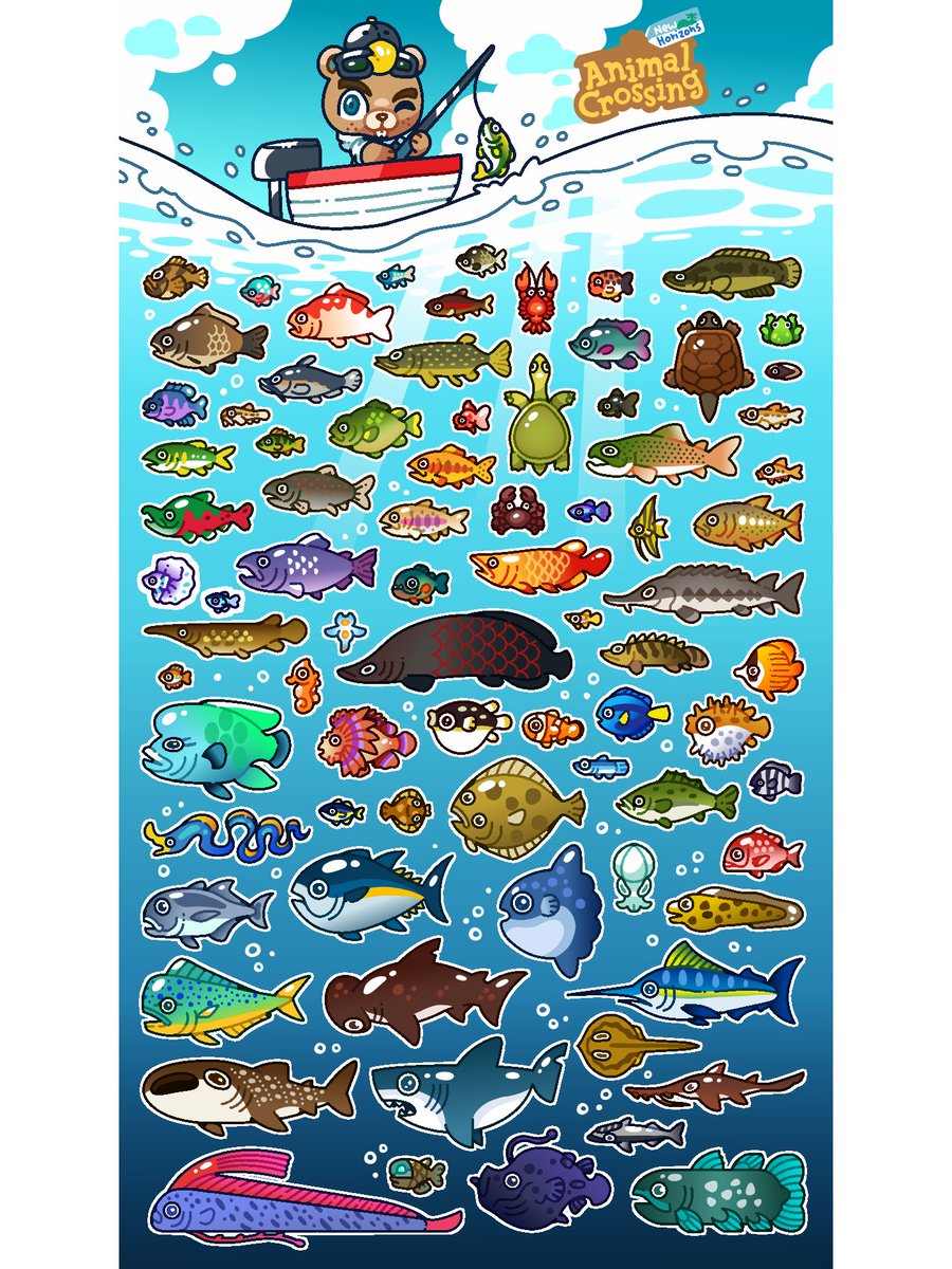 Art_Dazer's tweet photo. all the fish in Animal Crossing: New Horizons
#animalcrossing #acnh #animalcrossingnewhorizons #animalcrossingnewleaf https://t.co/p7NKSqcNVg