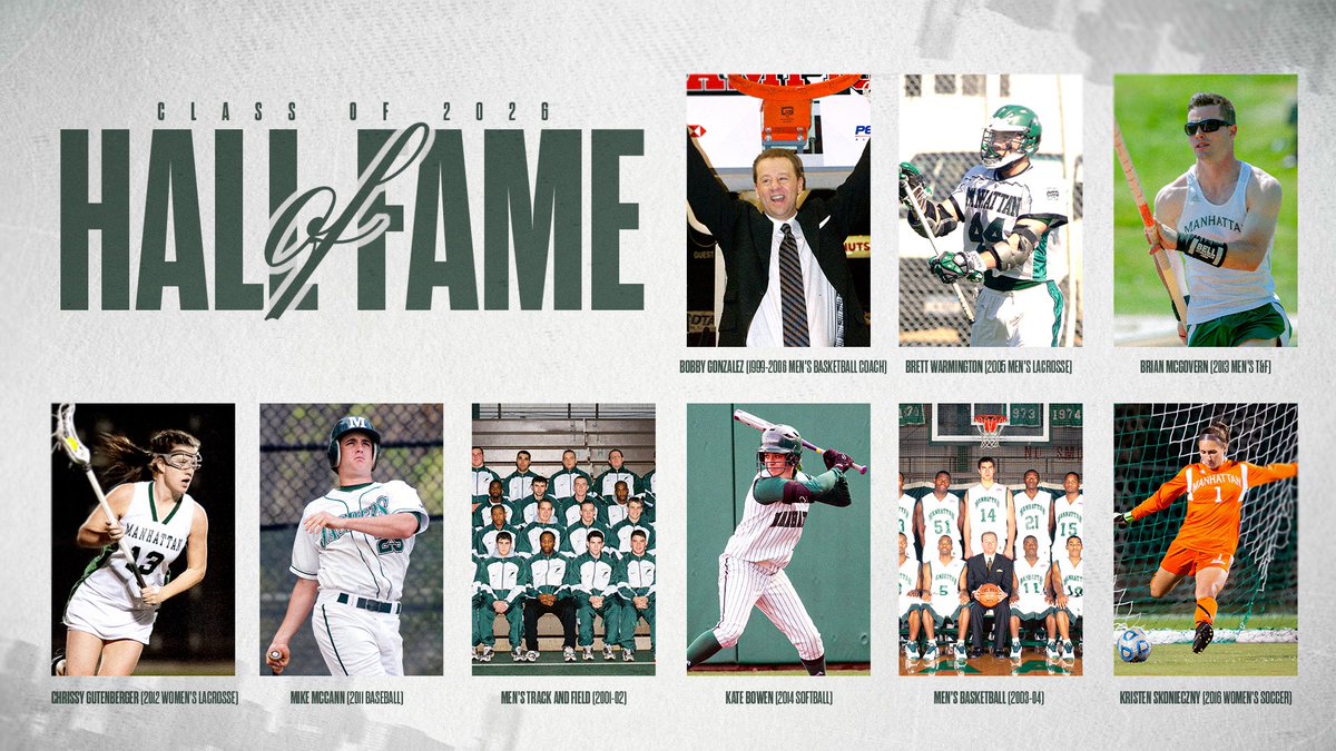 GoJaspers's tweet photo. 𝐅𝐎𝐑𝐄𝐕𝐄𝐑 𝐀 𝐉𝐀𝐒𝐏𝐄𝐑 💚

It is with great honor that we announce the 2026 Manhattan Athletics Hall of Fame Class 🤩

“It is our distinct privilege to honor these seven exceptional former student-athletes and two legendary teams, whose profound impact on Manhattan Athletics has truly defined the 21st century,” said Director of Athletics Irma Garcia 🔥

Read more at https://t.co/mFMiPEsTWA ➡️

#GoJaspers | #JasperNation 🟢⚪️