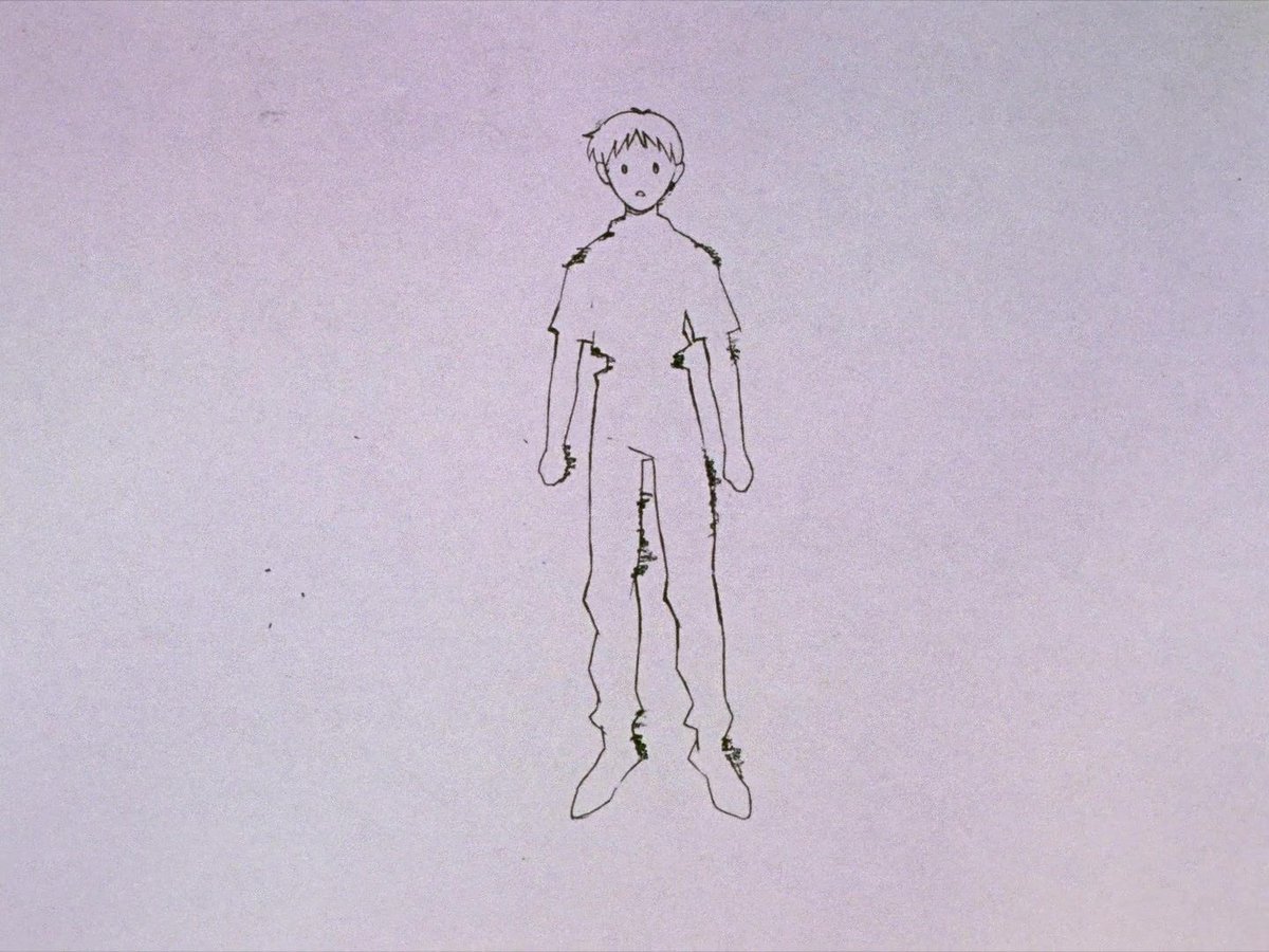 EvangelionShots's tweet photo. Episode 26 wasn't simply 'unfinished because they ran out of budget.'
Hideaki Anno said the script was still incomplete with about 3 days left in the schedule and the team used storyboard sketches and line art as part of the episode's expression. https://t.co/mVqZ6uxLci