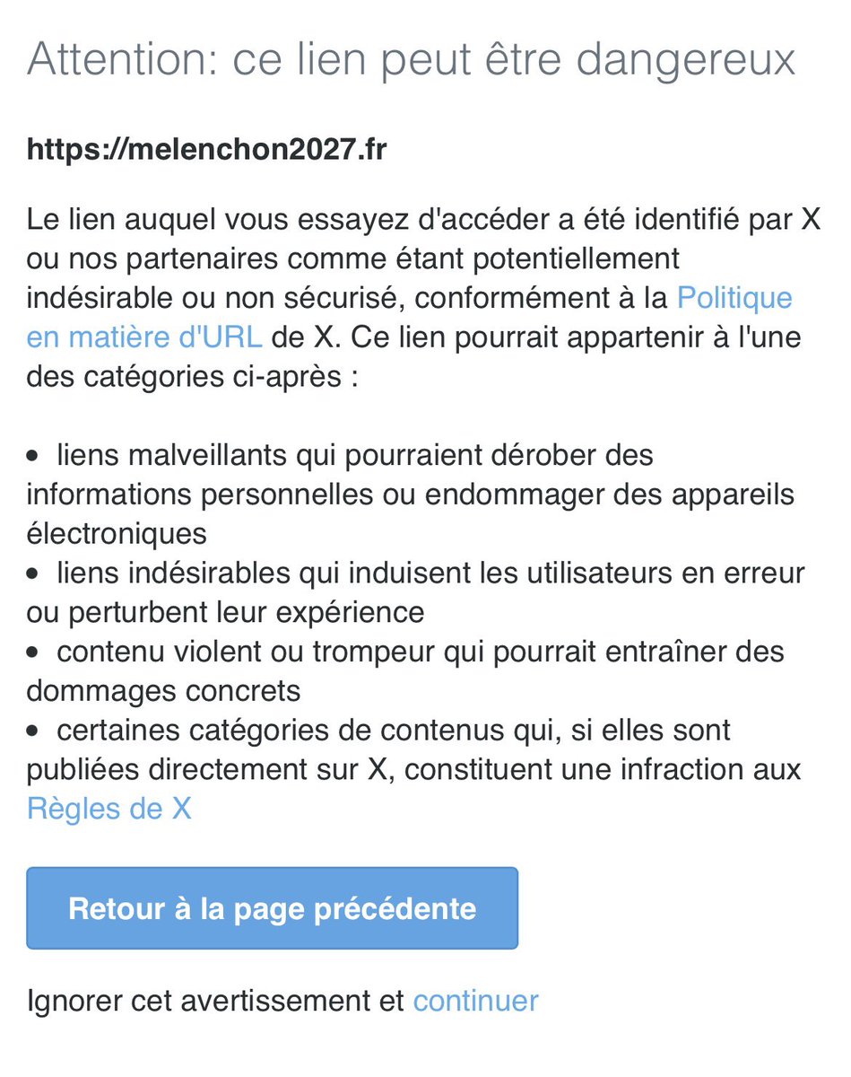 realmarcel1's tweet photo. Tiens, Twitter a bloqué le site de Mélenchon… https://t.co/P5iigAcUZs