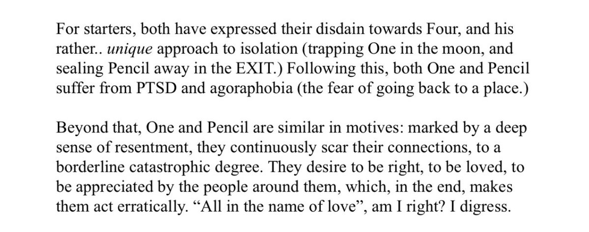 witchydamsel's tweet photo. 3️⃣Parallels with Pencil and why they're important in hindsight

It's no secret that One and Pencil essentially mirror eachother. In this sense, Pencil is One's object counterpart, and the pair share a multitude of characteristics. https://t.co/sd9MKESmNh
