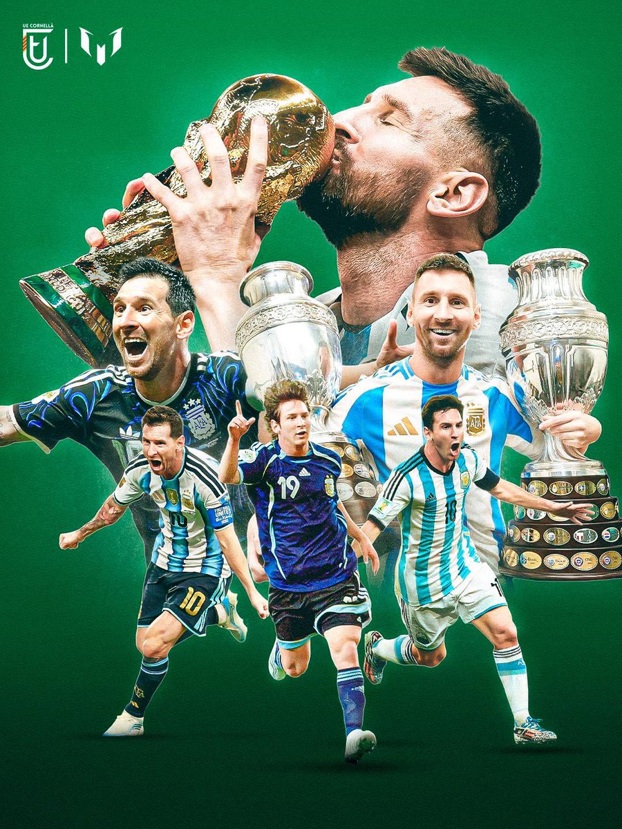 ue_cornella's tweet photo. Enhorabuena Leo Messi por tu increíble trayectoria internacional. Un legado único en el fútbol de selecciones, definido por momentos que ya forman parte de la historia indeleble del deporte. https://t.co/vd3kJH7m9E