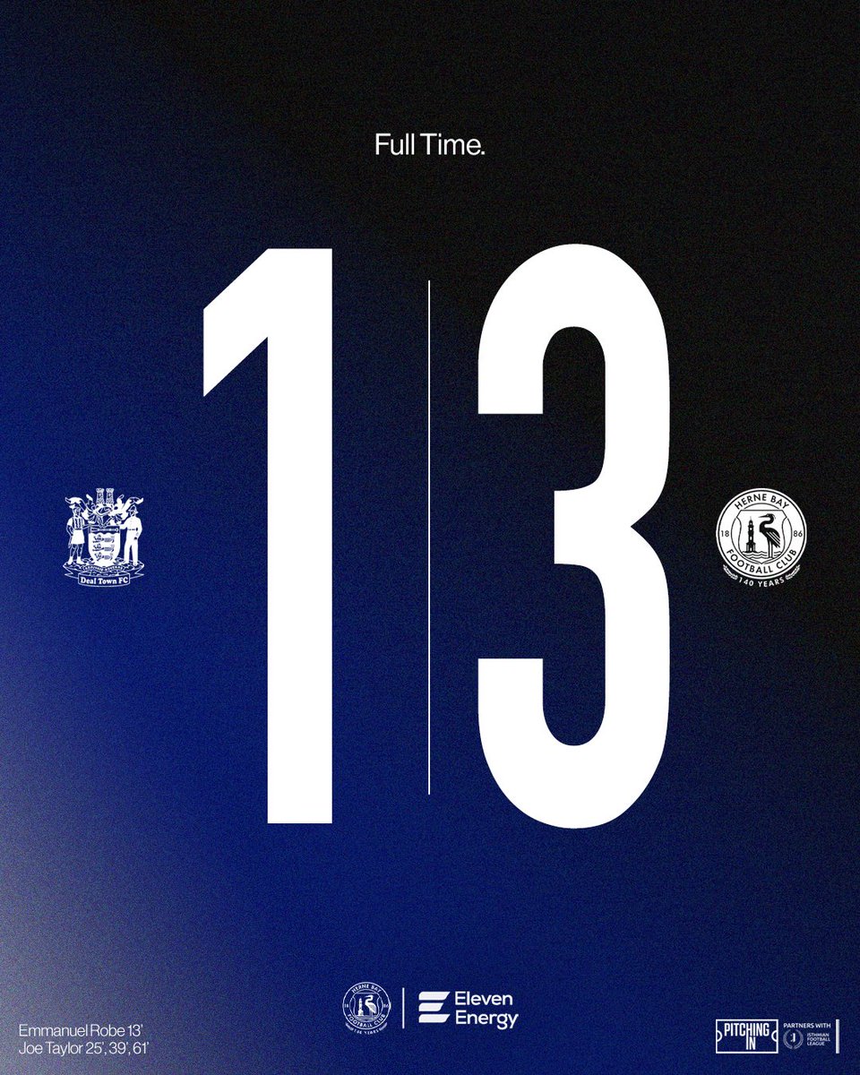 HerneBayFC's tweet photo. The ten men of Herne Bay take all three points in a really strong performance at The Charles Ground!

⚪️ 1-3 🟡 [FT] #HBFC | #WeAreTheBay https://t.co/BLh19624NN