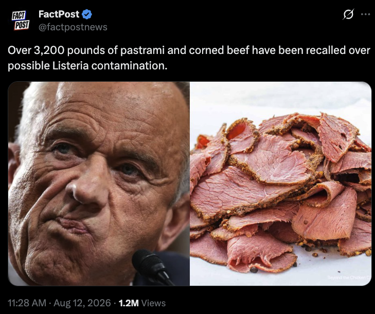 JoePerticone's tweet photo. this account is strangely good at pairing photos of recalled food with RFK Jr looking similar to said foods https://t.co/dIglhkwOPc