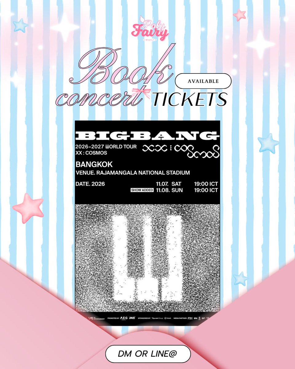 Polyfairy17's tweet photo. ━♡🫸🏻รับกดบัตร🫷🏻+ﾟ♡ ━
➖ค่ากด 300 (กดไม่ได้คืนเงินเต็มจำนวน)
➖กดแบบ 1:1 ไม่ซ้อนคิว
➖ยูสลูกค้า  / ยูสร้าน 
🗯️จองคิว / สอบถามรายละเอียดทาง DM หรือลิ้งไลน์บนไบโอ
#BIGBANG #COSMOS_WORLD_TOUR #COSMOS_WORLD_TOUR_IN_BANGKOK #BIGBANG_IS_BACK #20thAnniversary #AEGPresentsAsia https://t.co/yVLwwhTVUD
