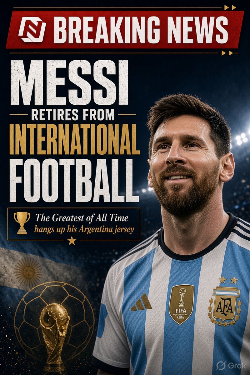 HARIPRASATH_07's tweet photo. 🚨BIG BREAKING🚨

LIONEL MESSI ANNOUNCES RETIREMENT FROM INTERNATIONAL FOOTBALL. HE WILL NOT PLAY FOR THE ARGENTINA 🇦🇷 NATIONAL TEAM ANYMORE.

#Messi
#Argentina 🇦🇷
#Football ⚽
#GOAT 🐐 https://t.co/Xtfn69khAa