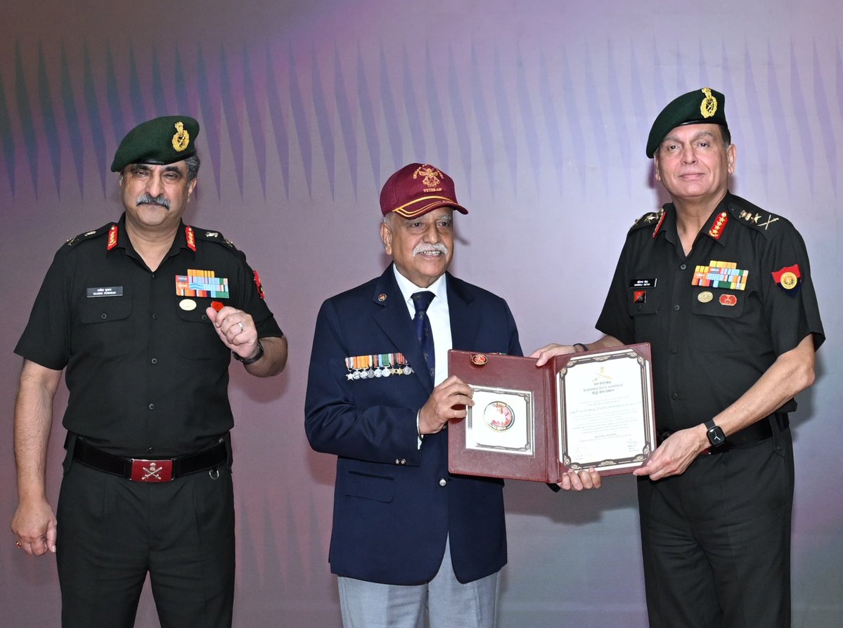 adgpi's tweet photo. योद्धा सेवा सम्मान
YODDHA SEVA SAMMAN

कर्म से गौरव, सेवा से विजय।
Honour Through Action, VIJAY Through Service.

#GeneralDhirajSeth, #COAS, felicitated four distinguished Veterans with the Yoddha Seva Samman #YSS at #Pune, recognising their selfless contributions to veteran welfare, youth empowerment, environmental conservation and dedicated service to the community.

Lt Col Vikram Ram Advani (Retd) was honoured for his continued support to the veteran community through guidance, financial assistance and initiatives focused on the education of wards of Ex-Servicemen and special children.

Lt Col Kishor Kumar More (Retd) was recognised for continuing his service beyond uniform through mentorship of Armed Forces aspirants and steadfast support to veterans and Veer Naris in addressing pension, ECHS and welfare-related requirements.

Nb Sub Vasant Arjun Mhaske (Retd), a 1971 War veteran, was felicitated for his lifelong commitment to service, dedicating his post-retirement years to veteran welfare, social causes and inspiring the youth to serve the Nation.

Nk Kad Ashok Dattoba (Retd) was recognised for his efforts towards Ex-Servicemen welfare and community development, including plantation of over 3,000 saplings for environmental conservation, organising blood donation initiatives and promoting women empowerment.

‘Service is a Lifelong Journey; Building a Stronger, United #India.’

#RespectAndRecognition
@IaSouthern
@DIAV20